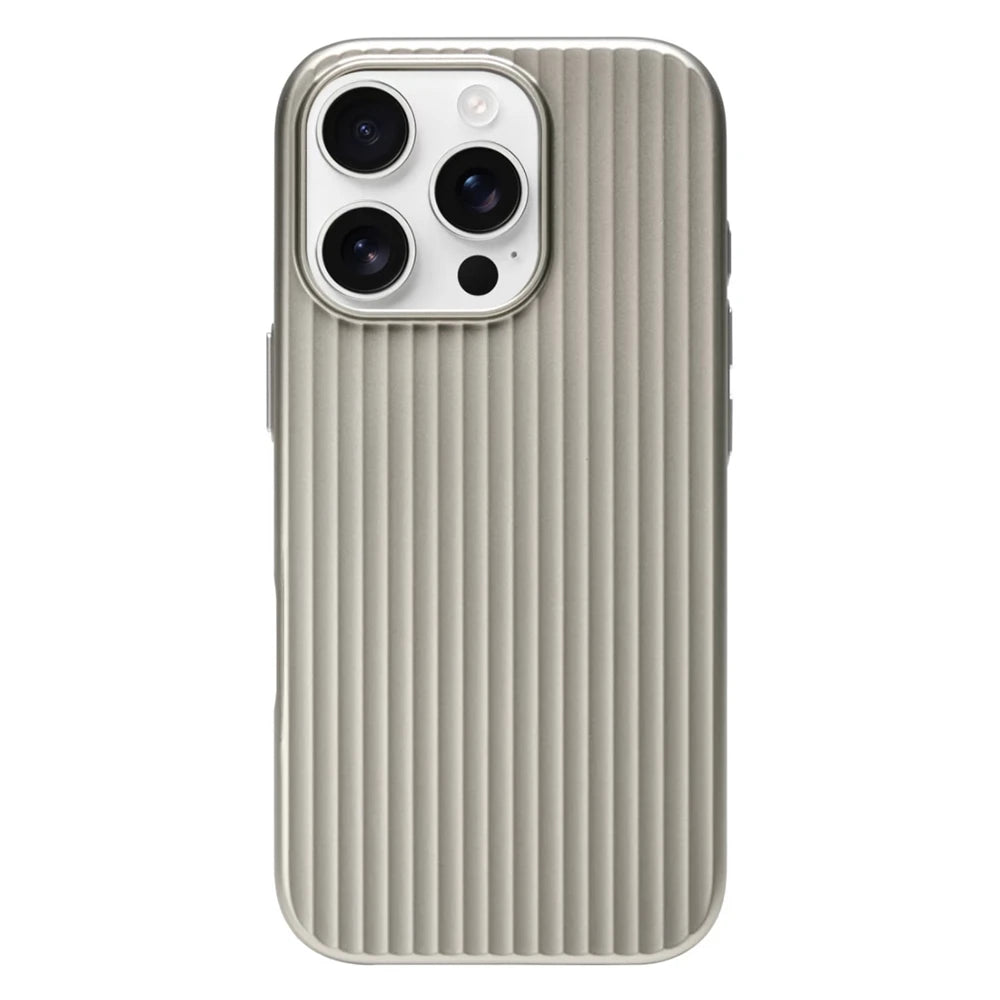 Luxury Stripes Metallic Paint Armor Case For iPhone 17 Air 16 15 14 13 Pro Max Shockproof Camera Protective Slim Matte PC Funda - Shoppiline