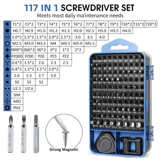 115/117 in 1 Precision Screwdriver Set Magnetic Torx Hex Screw Driver Bits Professional Repair Tool Kit for iPhone Xiaomi Mac PC - Shoppiline