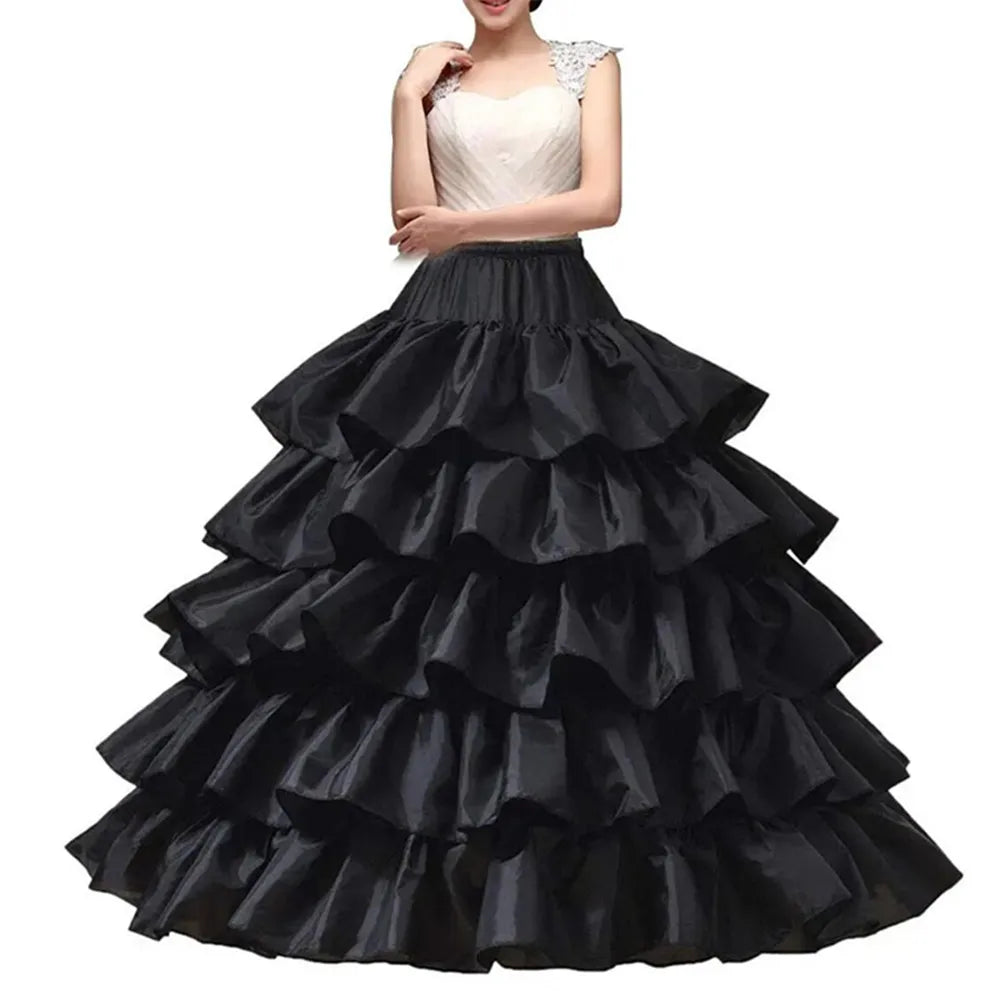2025 New 6 Hoop Crinoline Black White Long Wedding Petticoat Ball Gown Dress Underskirt Skirt Half Slips Wedding Accessories