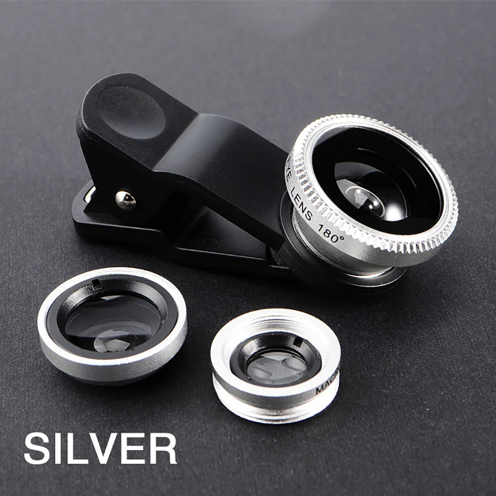 Universal 3 in 1 Fish Eye Lens Wide Angle Macro Phone Fisheye Lens Zoom Camera Kits With Phone Clip For iPhone Samsung Xiaomi