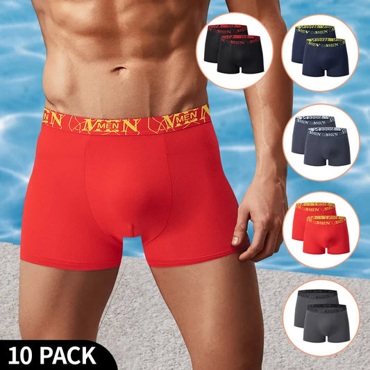 Lot de 5/10 boxers pour hommes, imprimé or noir, confortables et polyvalents, grande taille, sexy, pour jeunes hommes, loisirs sportifs, plage