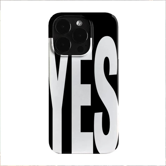 NO And YES Personalized Art Black And White Letters Phone Case For IPhone 16 15 14 13 12 11 Pro Max X XS XR 7 8 Plus Cover Case - Shoppiline