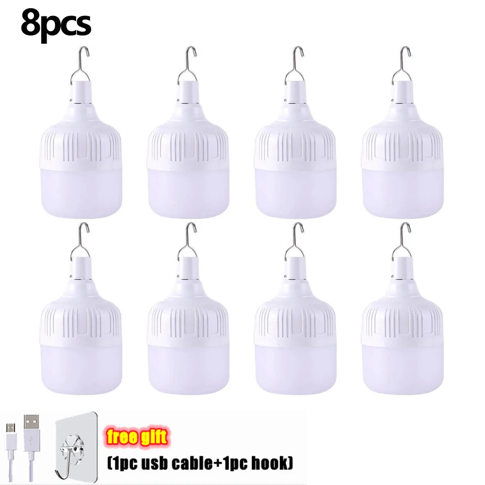 1/2/5/8pcs High Power LED Light Charging Emergency Lamp Outdoor Portable Lanterns BBQ Camping lamp Search Light Emergency Bulb