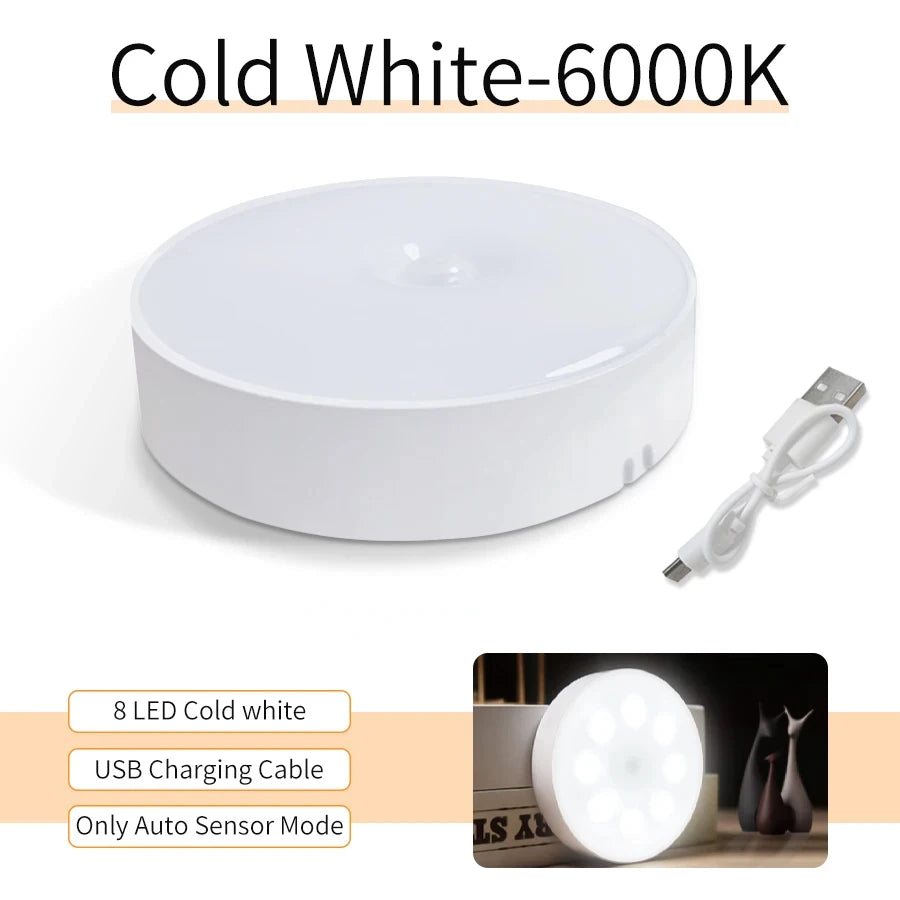 Motion Sensor Light USB Rechargeable Night Light LED Lamp for Kitchen Bedroom Stairs Hallway Cabinet Closet Wardrobe Nightlight