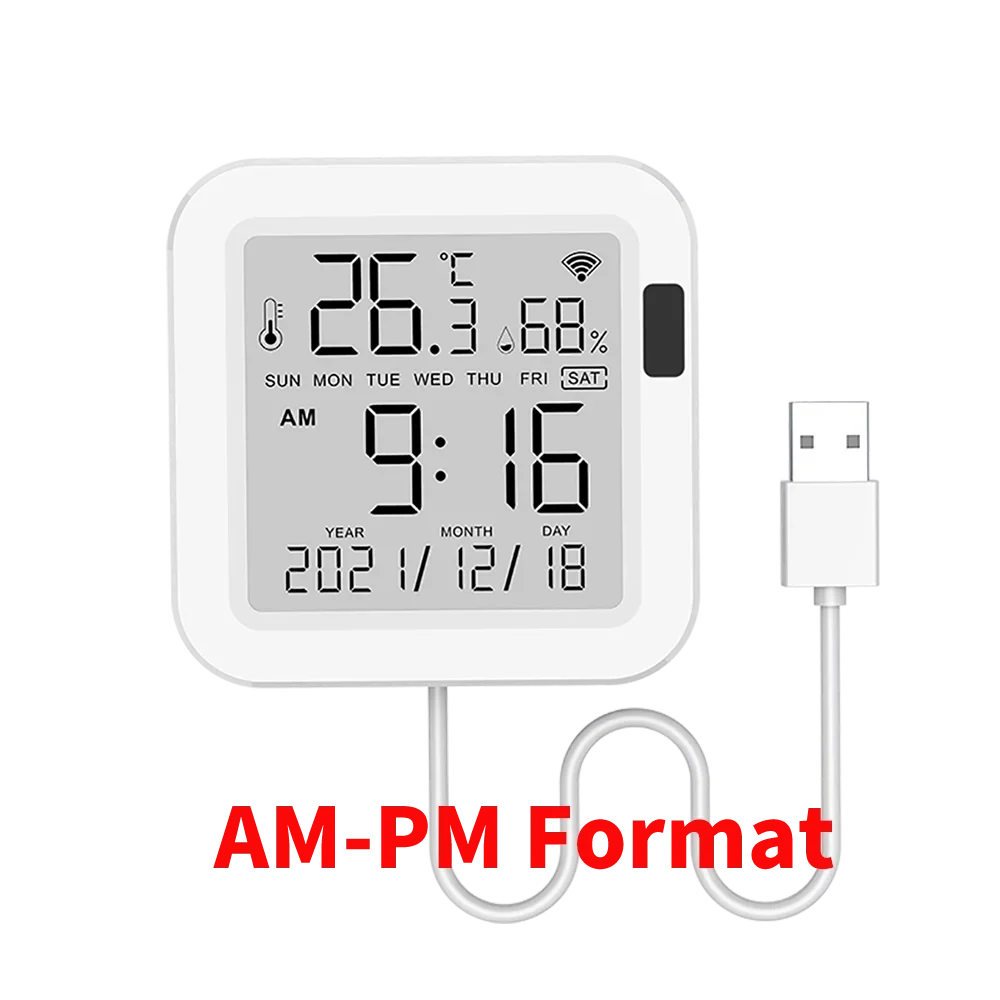 Tuya WiFi Temperature Humidity Smart Sensor With Backlight for Smart Home Var SmartLife Work with Alexa Google Assistant - Shoppiline