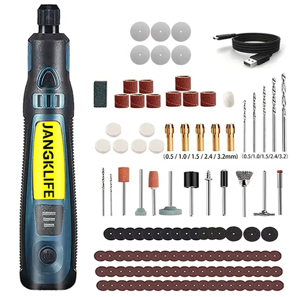 JANGKLIFE USB Cordless Rotary Tool Kit Woodworking Engraving Pen DIY For Jewelry Metal Glass Mini Wireless Drill - Shoppiline