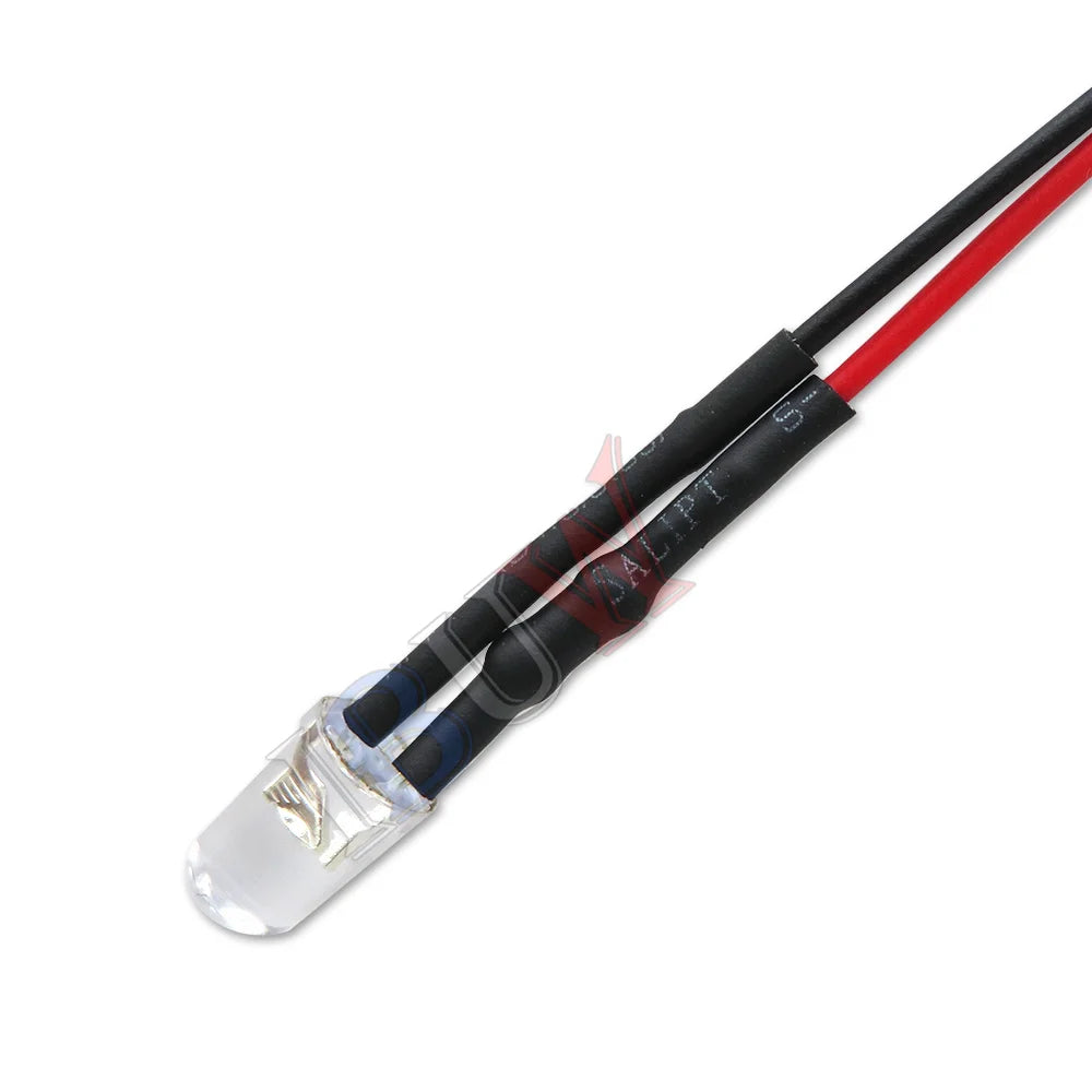 10 Stück DC 3V 6V 12V 24V vorverdrahtete 3mm 5mm LED-Lichtlampe vorverdrahtete Leuchtdioden Transparent Gelb Blau Grün Weiß Rot