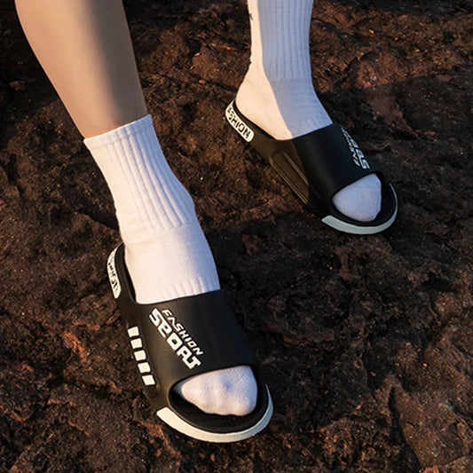 Big Size 48-49 Men Slippers Summer Flat Sole Home Slippers For Women Man Open Toe Trend Slides Couple Light Beach Shoes Sandals