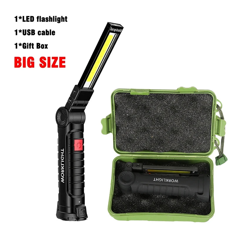 Multifunctional Folding Work Light Portable Camping Light USB Rechargeable Flashlight With Built-in Battery Magnetic Lamp