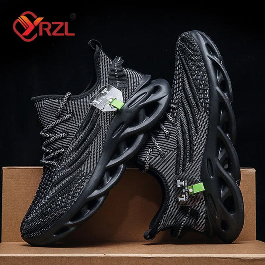 YRZL Men Sports Running Black Jogging Shoes Casual Sneakers Outdoor Breathable Mesh Women Light Shock-absorption Sneakers Men - Shoppiline
