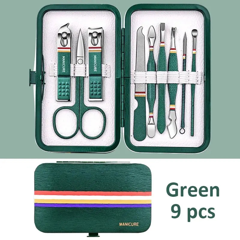 Ouriner 6-18tlg. Tragbare Maniküre-Sets Pediküre-Sets Glänzendes Schwarzes Nagelknipser-Set Persönliche Pflege Werkzeuge Augenbrauenschere