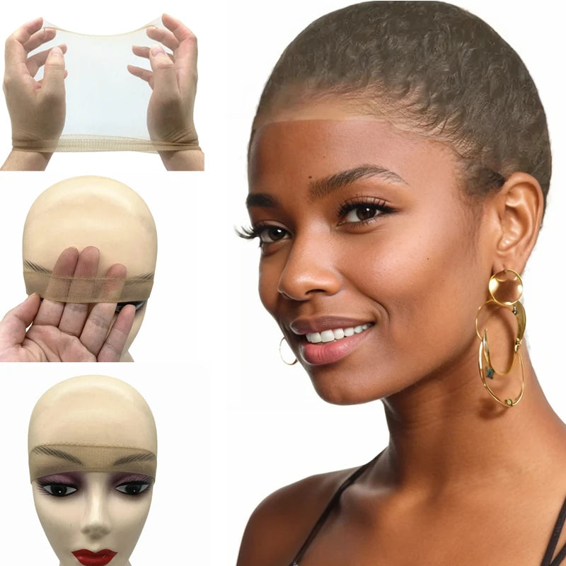 2/10/24Pieces Ultra-Thin HD Sheer Wig Caps for Women Invisible Stocking Bald Cap Lace Front Wig Accessories