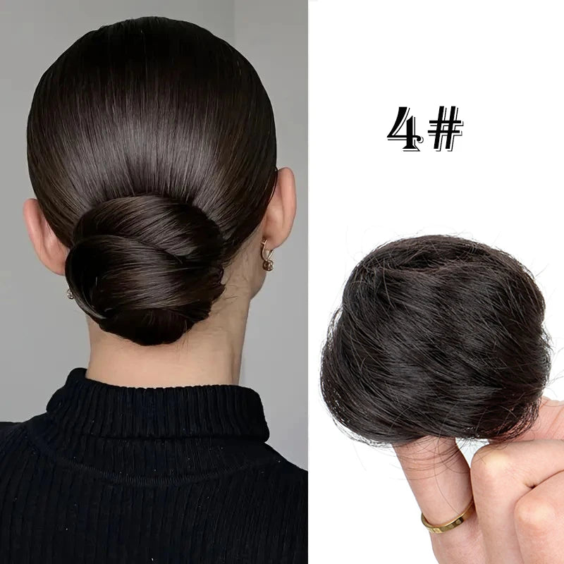 Synthetic Messy Bun Hair Piece Chignon Extension Mini Rubber Band Hair Bun Scrunchies Donut Hair Accessory Easy to Wear