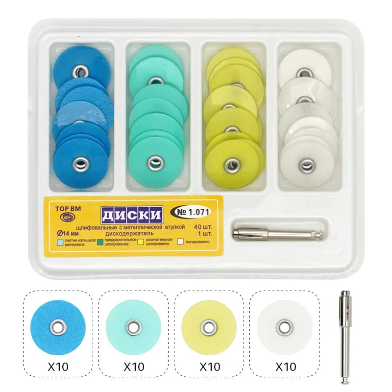 40Pcs/box Dental Polishing Discs Dental Composite Polishing Disc Gross Reduction Contouring Mandrel Stripes Set