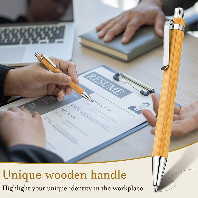 5/10/20/30/50/100PCS Bamboo Ballpoint Pen Stationery Party Pens Office School Supplies Business Gifts