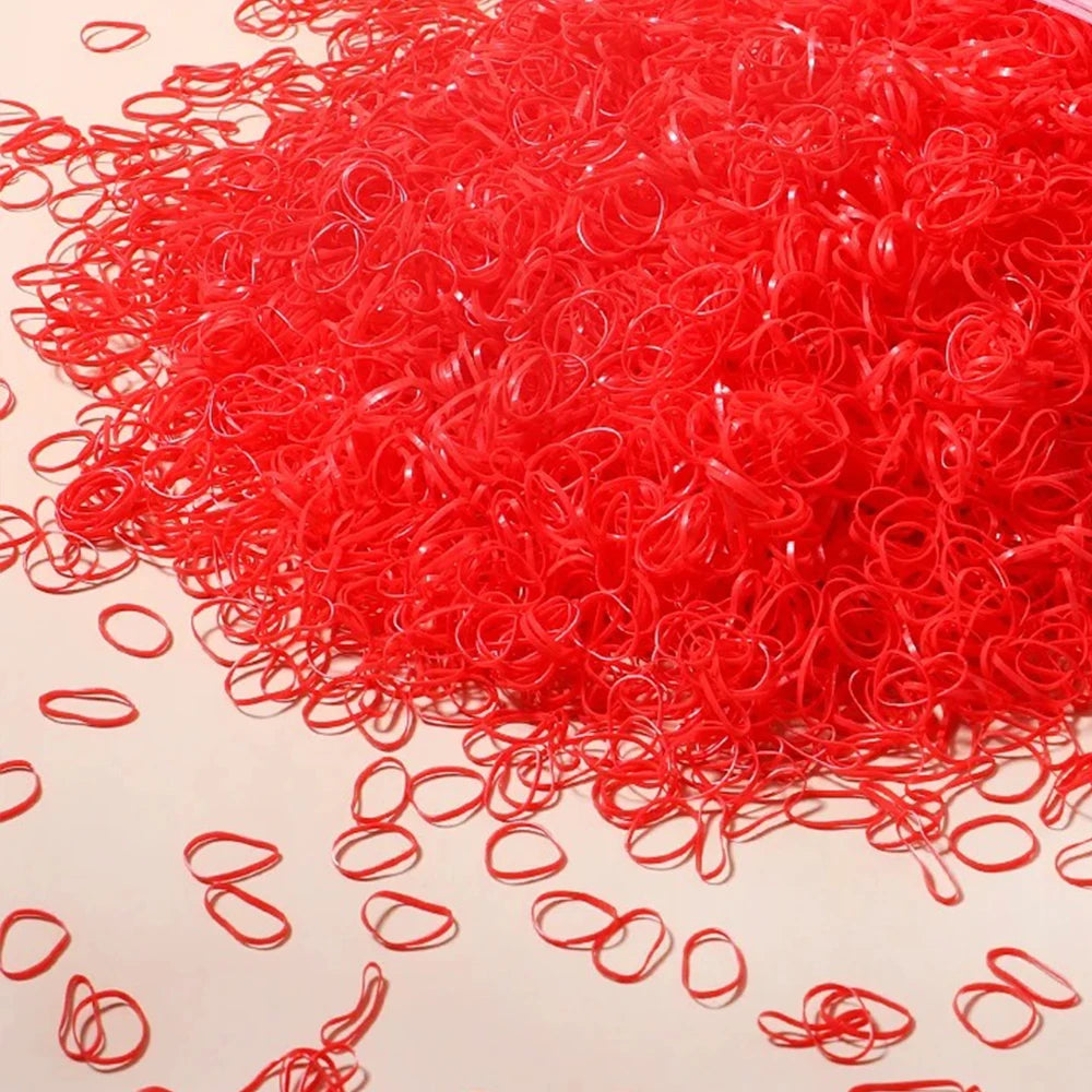 500/1000/2000 pièces élastiques en caoutchouc colorés jetables pour filles, serre-tête, attaches de queue de cheval, accessoires capillaires pour enfants