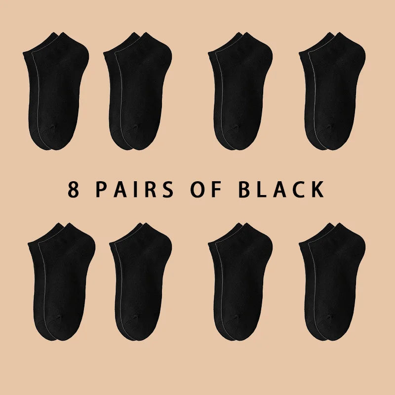 3/5/8 Pairs Women/Men Boat Socks Invisible Low Cut Silicone Non-slip Summer No-show Ankle Socks Solid Color Casual Breathable