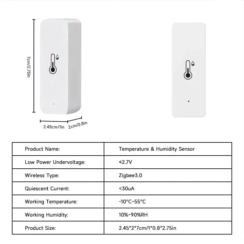 Smart Zigbee 3.0 Temperature Humidity Sensor Smart Thermometer Hygrometer Real-Time APP Remote Alarm for Tuya 2MQTT Alexa Google