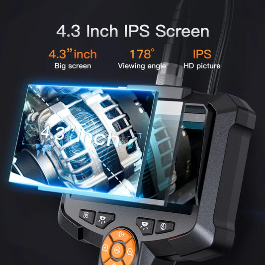 Industrial Endoscope Camera 4.3 "Single Dual Lens HD 1080P Car Inspection Borescope IP67 Waterproof Sewer Camera With LED - Shoppiline