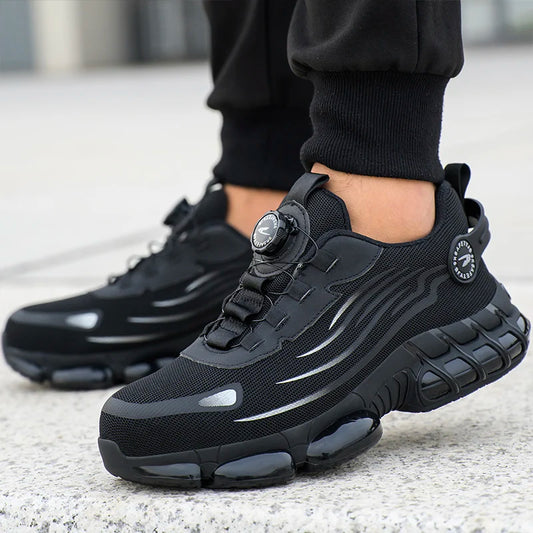 Rotary Buckle Work Safety Shoes For Men and Women Air Soft Sole Lightweight Protective Work Sneakers Men Breathable Boots - Shoppiline