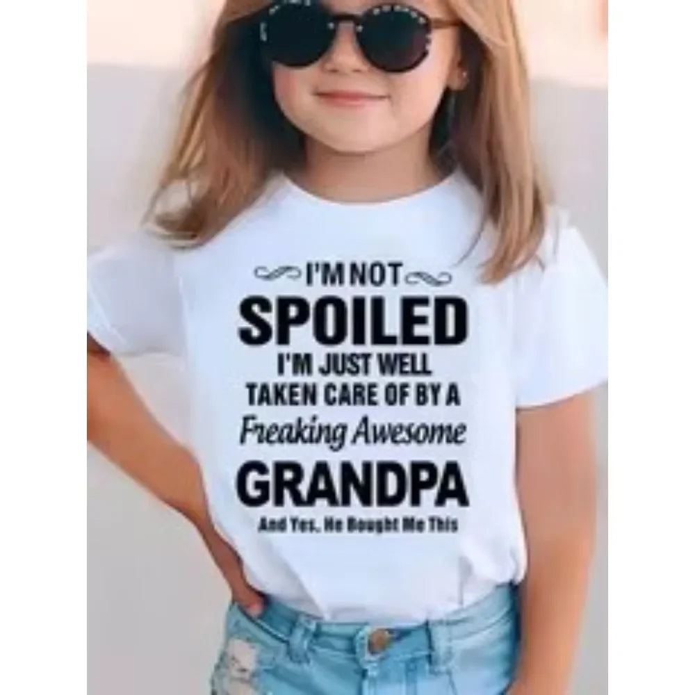 Summer Funny Letter Cute Printer Children's T-shirt Casual Fashion Kids Short Sleeve Tees Trendy Soft Boys Girls Clothes