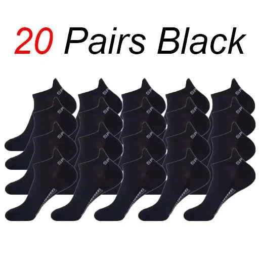 5/10/20 Pairs Men Solid Color Shallow Mouth Socks Spring Summer Mesh Breathable Odor Proof Sweat Absorbing Casual Boat Socks