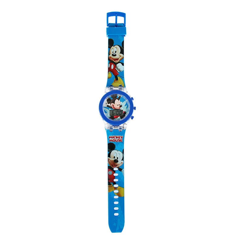 Flash Light Frozen Mickey Kids Watches For Girls Cartoon Snow White Car Children Watch Boys School Student Digitel Clock Gifts