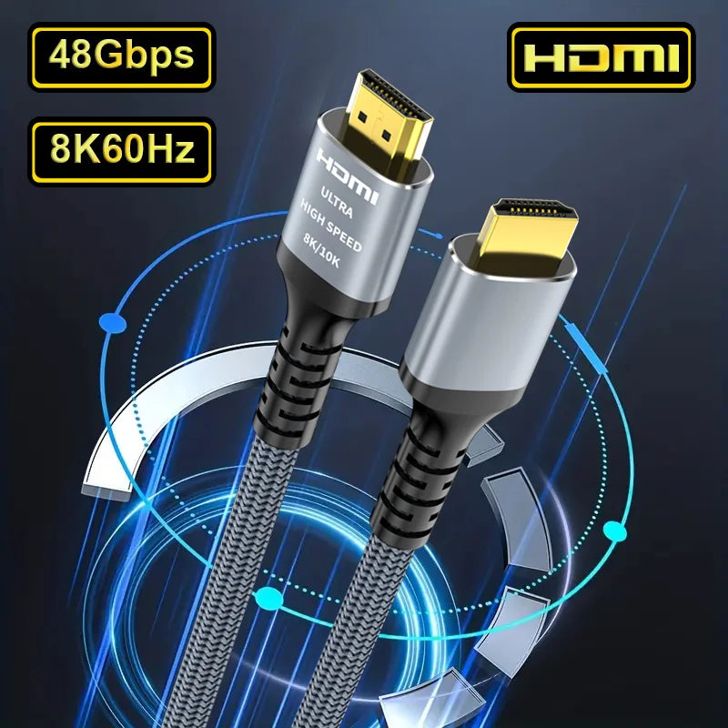 MIZIQIER long HDMI 2.1 Cables 8K60Hz 4K120Hz eARC HDCP2.3 48Gbps Ultra High Speed hdmi Braided cable for HDTV/PS5/TRX3080 3090