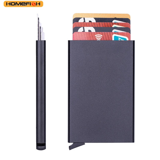 HOMEFISH Simple Metal Card Holder, Portable Lightweight Wallet, Mini Coin Purse for Men and Women