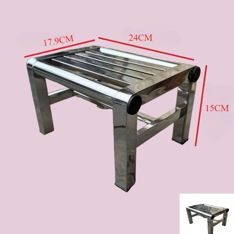 Stainless steel stool Small stool Thickened low stool Load-bearing 100kg Bath foot pedal Quartet antique stainless steel stool
