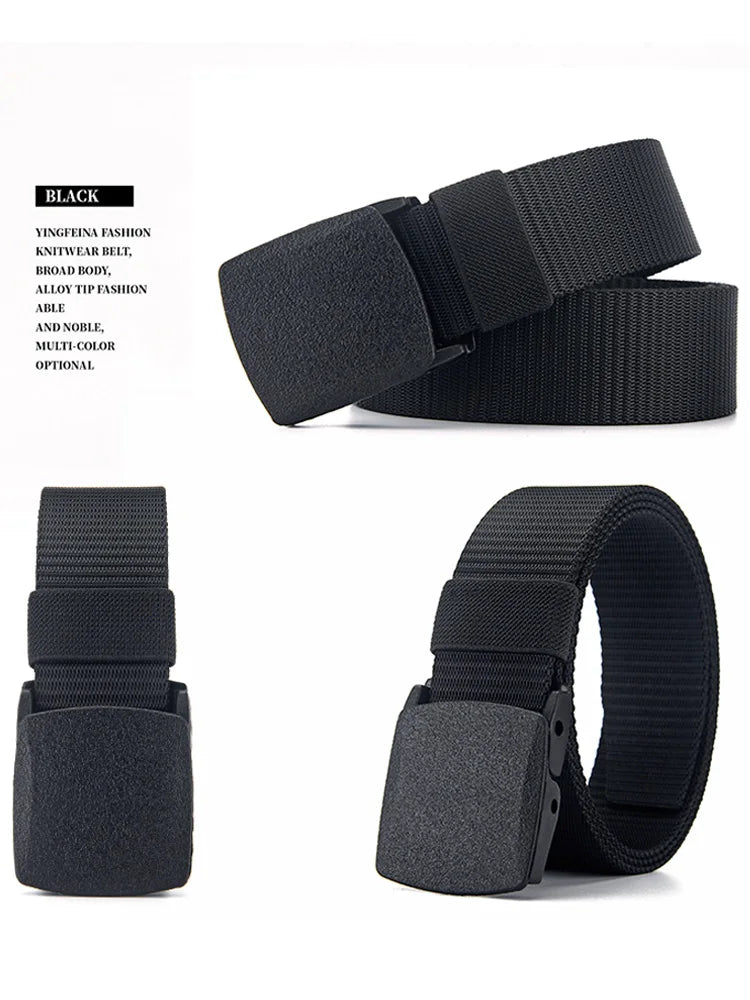 Men's Nylon Braided Belt, Non-Metallic Automatic Buckle, Daily Commute, Outdoor Mountaineering Training Belt
