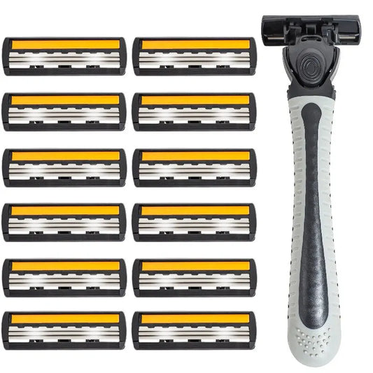 Men's Shaver Stainless Steel Shaving Three Layer Blade Shaver Reusable Razor Imported Blade Professional Barber Shaving Tools