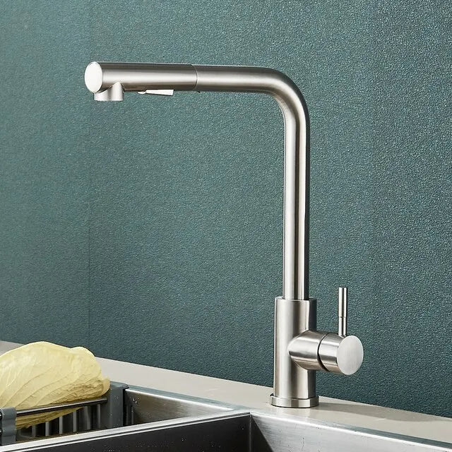 Black Pull Out Kitchen Sink Faucet Flexible 2 Modes Stream & Sprayer Nozzle Faucets Stainless Steel Hot Cold Wate Mixer Tap Deck - Shoppiline