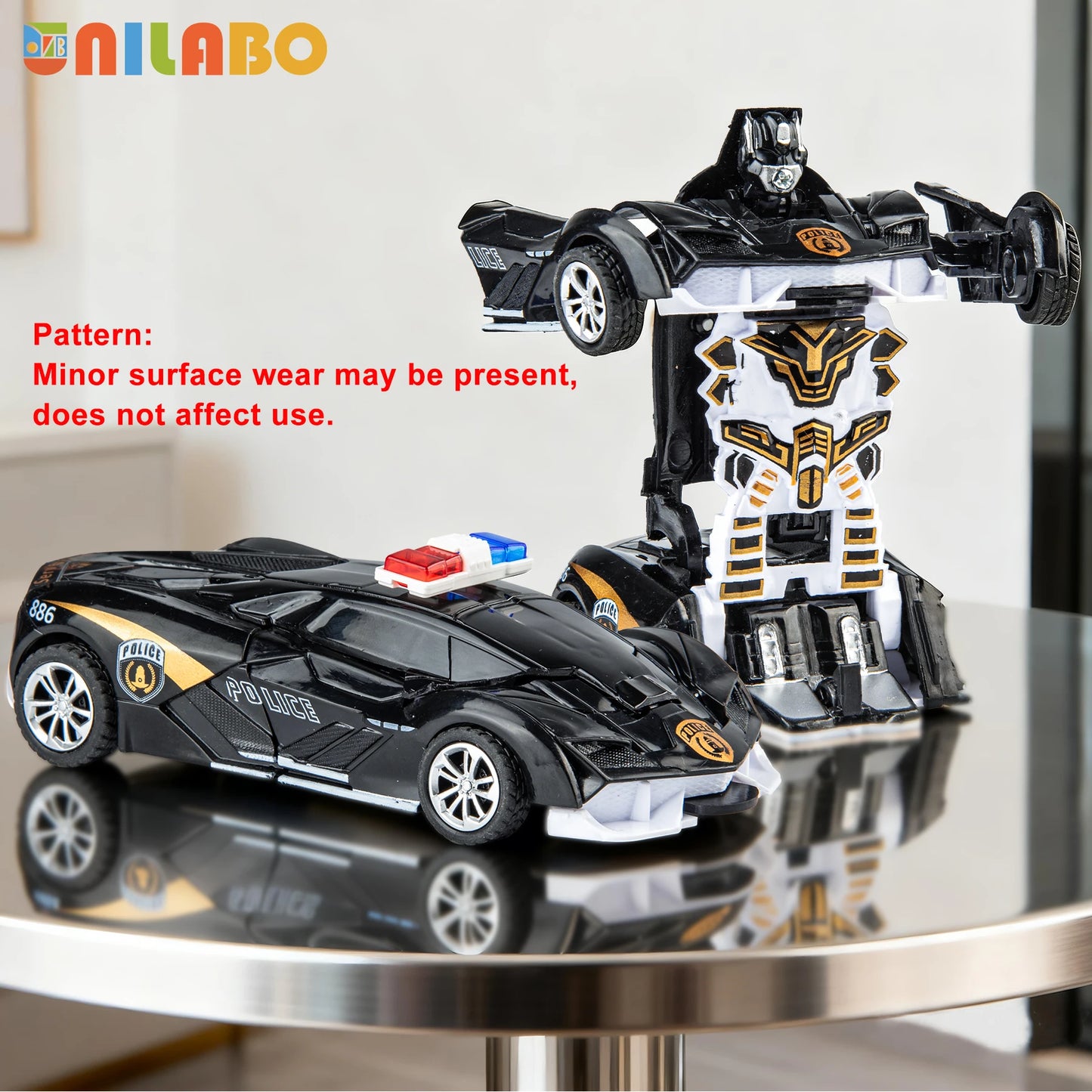 Transformable Robot Sports Car Toys, No Batteries, Educational Kids Gift, Colorful Model Vehicle for Play Learning