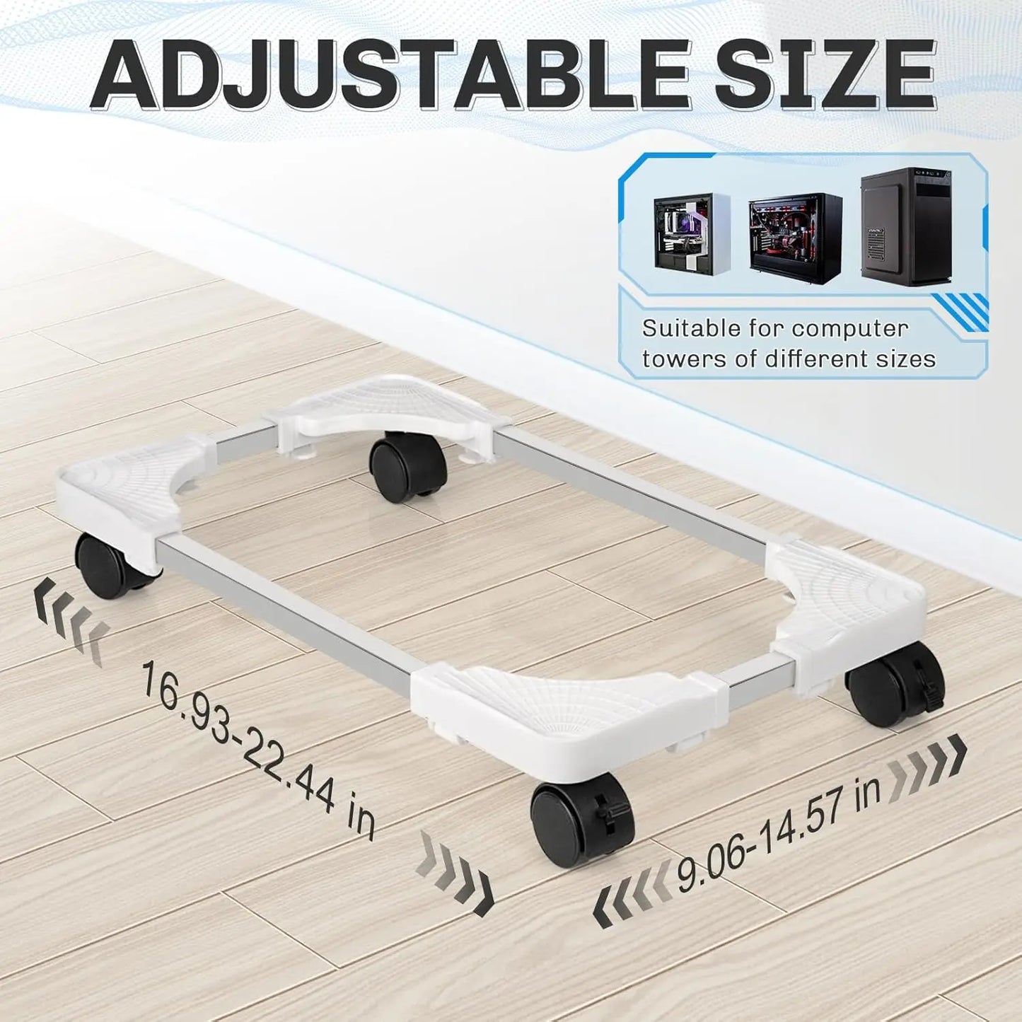 Adjustable Mobile PC Tower Stand with Wheels under Desk CPU Holder Adjustable Stable Mobile Computer Host Stand for Home Office - Shoppiline