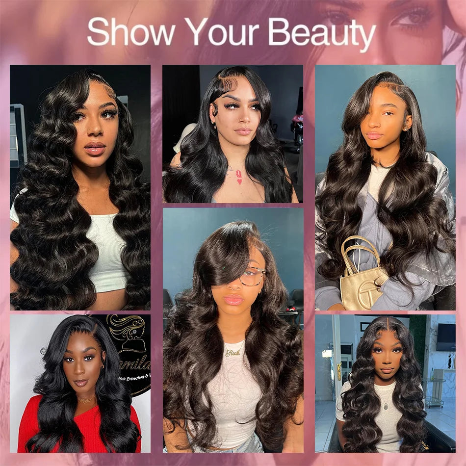 100% Human Hair Wigs 250 Density 5x5 Glueless Lace Frontal Wigs for Women Body Wave 13x4 Lace Frontal Remy Human Hair Wig 13x6 HD Transparent Lace Front Human Hair Wig 40 Inch Pre Plucked