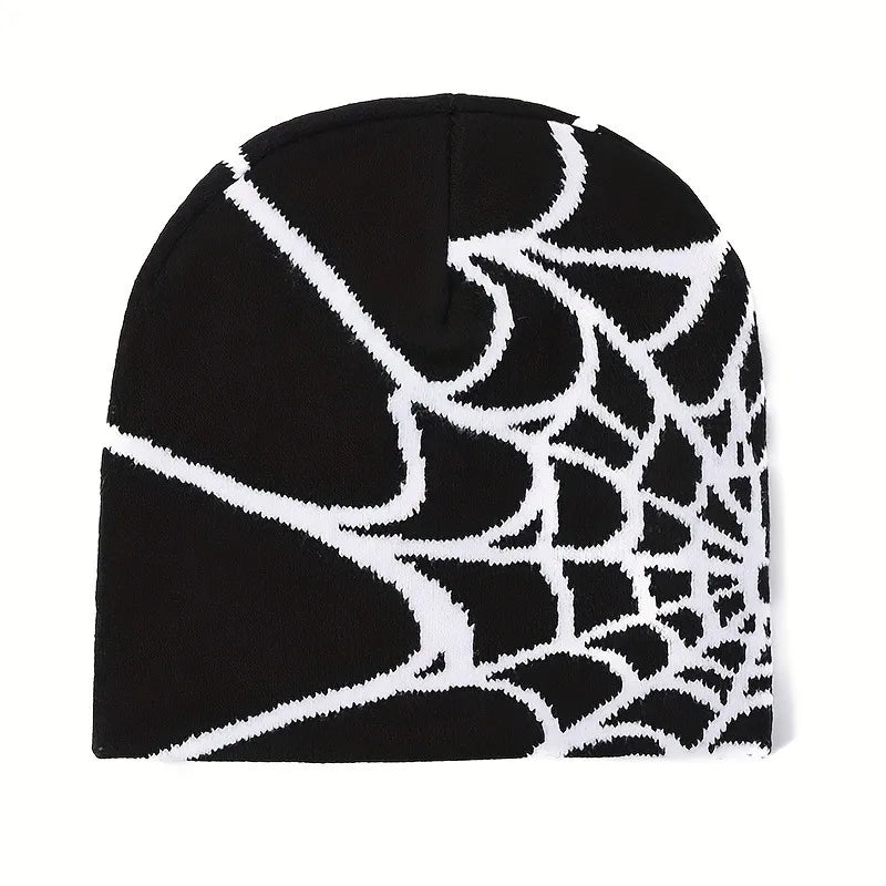 Spider Web Pattern Jacquard Knit Hat, Autumn/winter, Warm, Y2k Style, Fashionable, Unisex, Suitable For Outdoor Activities, Hall