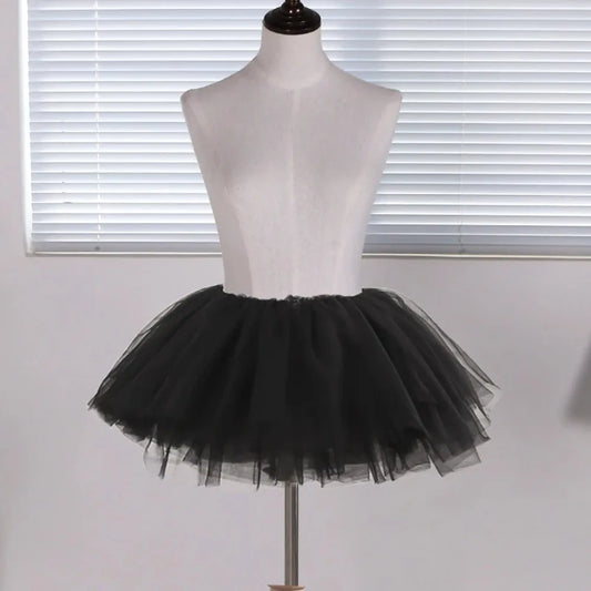 Convenient White Black Puffy Tulle Lolita Underskirt Women Cosplay Ballgown Kids Bridal Boneless Petticoats Tutu Dress