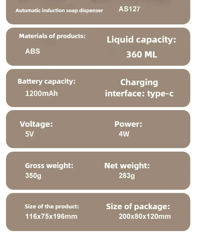 New Bathroom Automatic Sensing Soap Dispenser Type C Multiple Levels Contactless Electric Frother Charging Wall Mounted Vertical