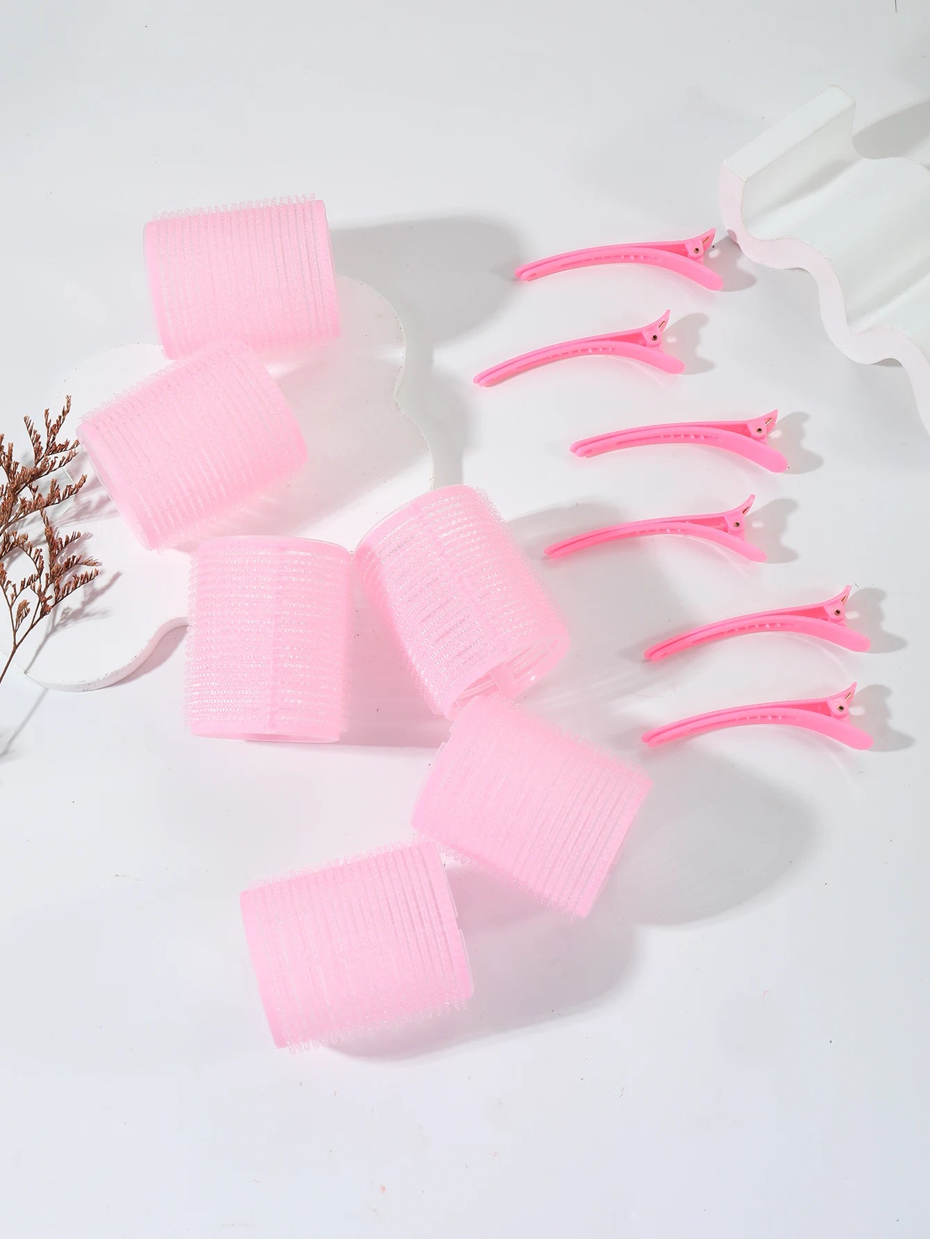 12pcs/set air bar curling iron tube self-adhesive magic roll and bangs hair clip curling styling tool Special for real hair wig