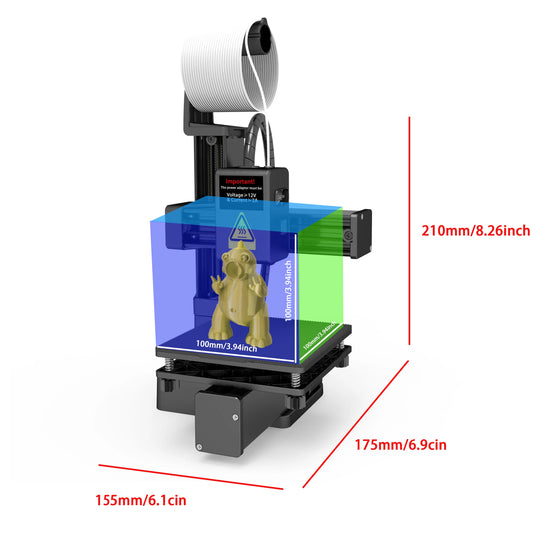 EasyThreed 3D Printer Entry Level Compatible with PLA TPU 1.75mm Filament include Power Adaptor. - Shoppiline