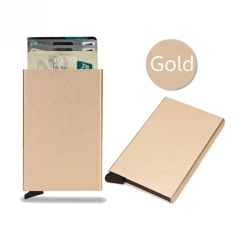 Small and Practical Pop Up Minimalist Smart Wallet Thin Slim RFID Credit Card Holder for Men Women Metal Purse Mini Wallets