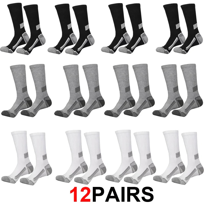 12Pairs of MEN'S Sports Socks, Sweat Absorbing, Comfortable and Breathable, Suitable for Basketball Training and Outdoor Running