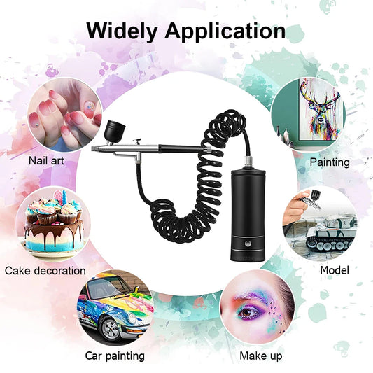 Airbrush Nail with Compressor Portable Air Brush with Compressor For Nails Art Cake Painting Craft Airbrush Nail Art Compressor - Shoppiline
