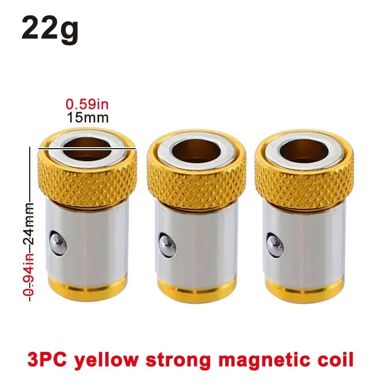 3PC Universal 1/4 Batch Head Colored Magnetic Coil Metal Screwdriver Head Positioning Magnetizer Electric Tool Accessory Set