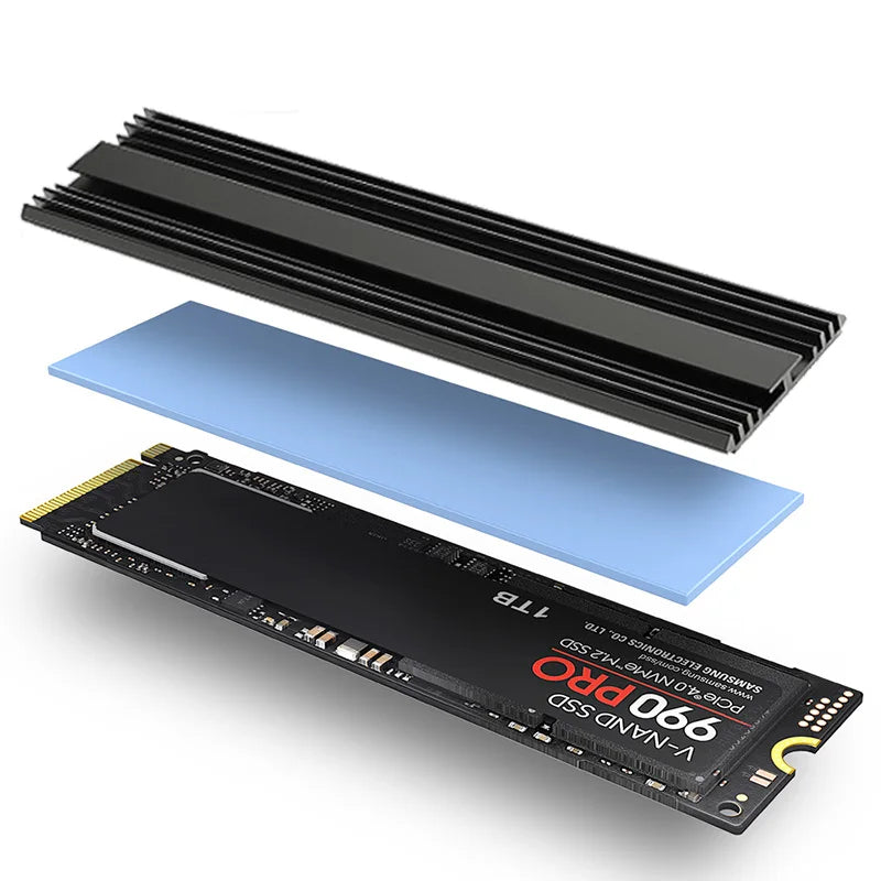 TEUCER M2 2280 Solid State Hard Disk Aluminum Radiator M.2 SSD Heatsink with Thermal Silicone Pad For PS5/PC/Laptop Cooling