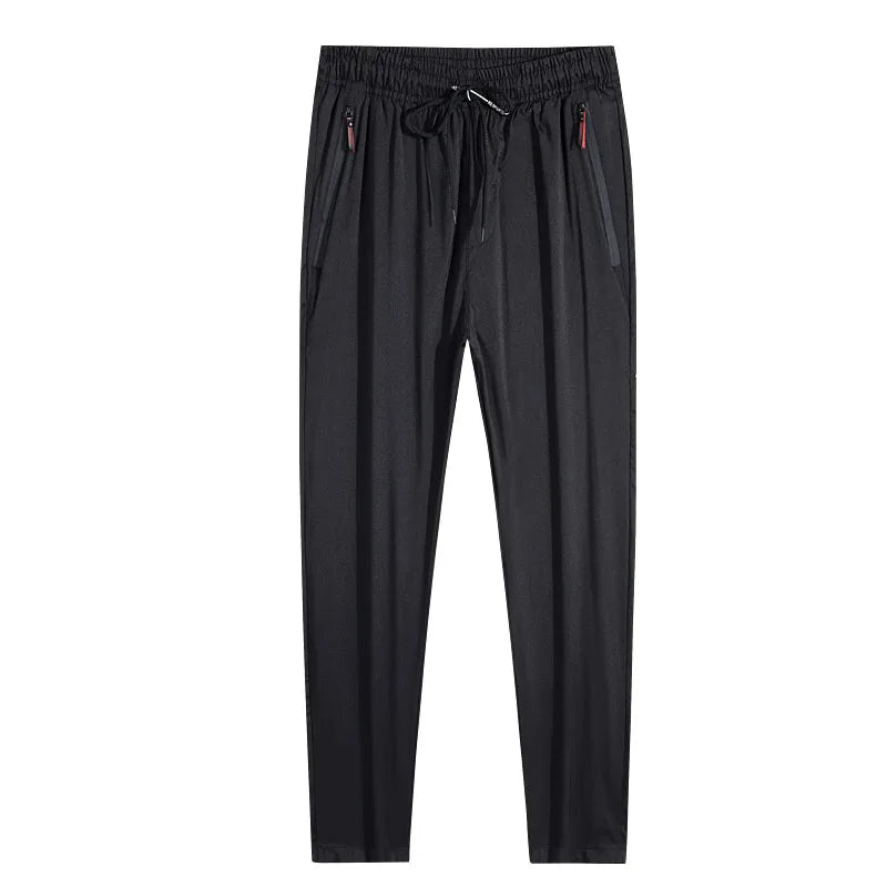 Herren Freizeithosen Gerade Schmale Passform Elastischer Bund Jogger Koreanische Klassische Blau Schwarz Grau Herrenmarkenhosen Übergröße