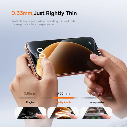 Baseus Tempered Glass for iPhone 17 16 15 14 13 12 Pro Max Screen Protector HD With Cleaning Kit Anti Peeping Dust-proof Glass - Shoppiline