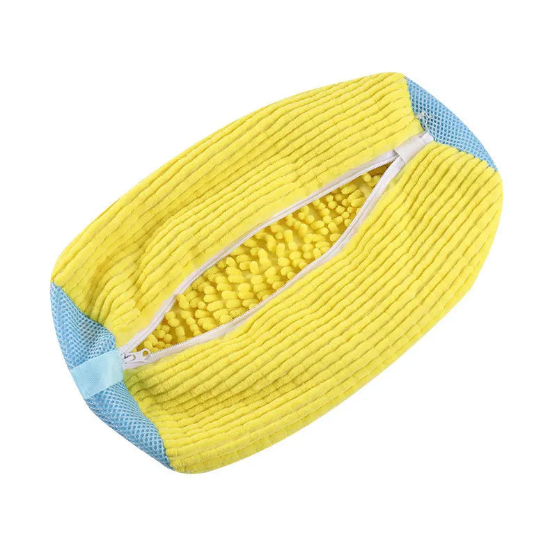 Fluffy Fiber 360 ° Surround Cleaning Shoe Washing Bag - Reusable Durable Machine-Washable Laundry Bag with Zipper Closure(1Pc)