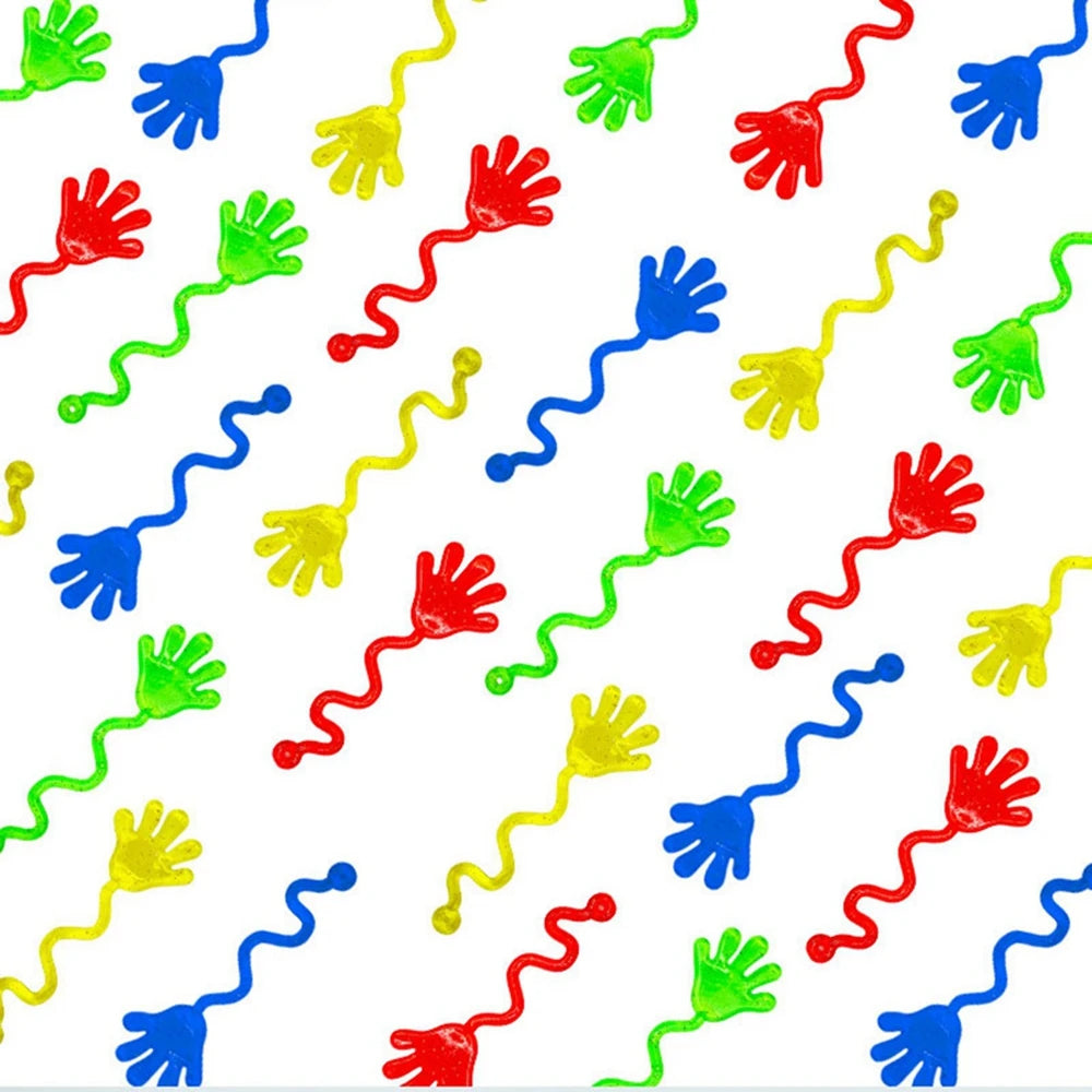 12PCS for Kids Adult Glitter Sticky Hands Mini Stretchy Stress Relief Sensory Toys Party Favors Supplies Goodie Bag Stuffers
